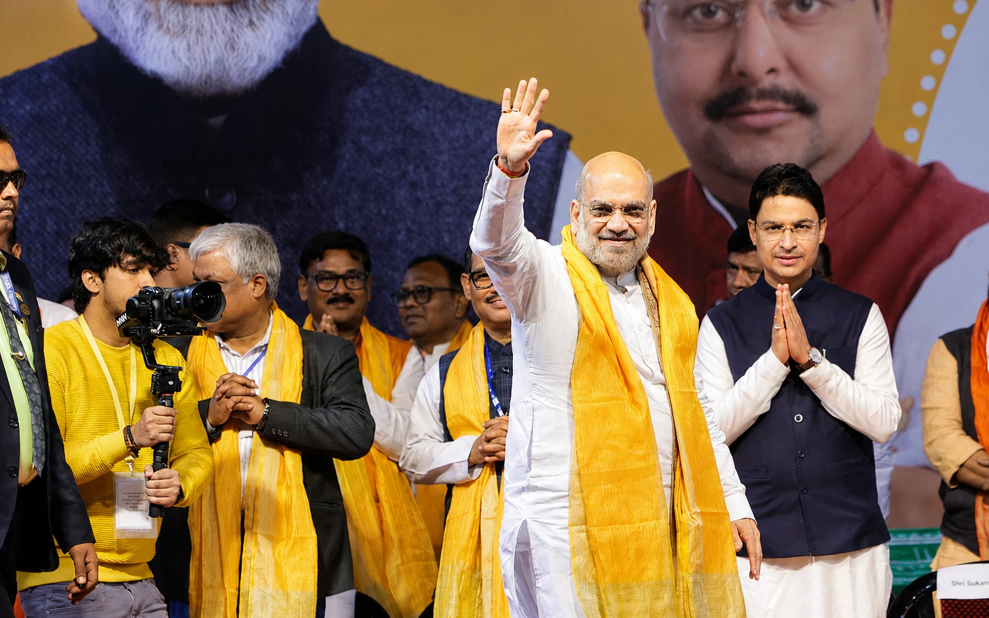 Raju Bista with Union Home Minister Amit Shah at a public event in Darjeeling